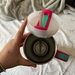Stainless Steel Tumbler with Pink and Teal Lid